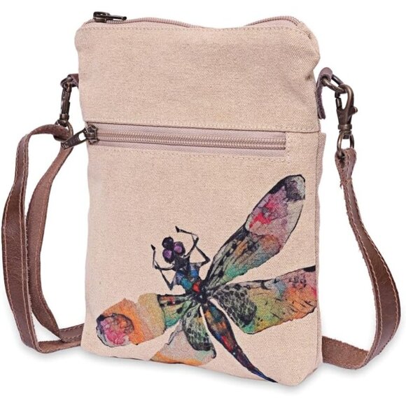 Wristlet Wallet Canvas Small Crossbody Bag for Women with Zipper Pocket